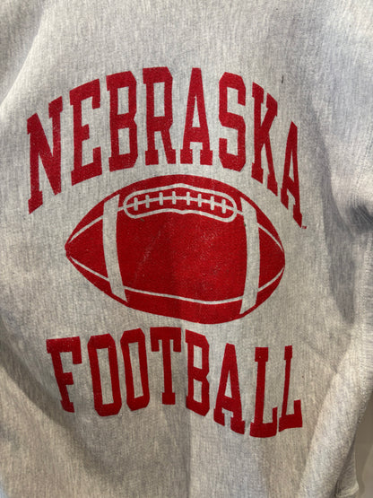 90's Champion ReverseWeave リバースウィーブ "NEBRASKA FOOTBALL" カレッジスウェット グレー(XL)/B3539R-SO