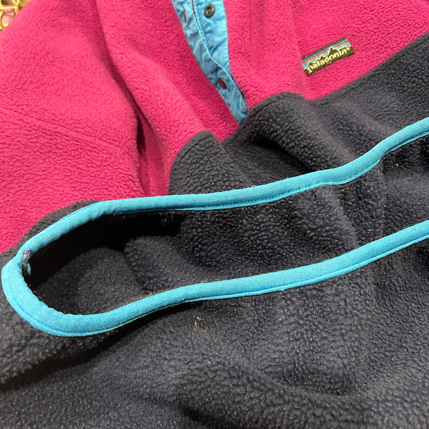 80's ~ Patagonia synchilla Snap-T パタゴニア シンチラ スナップT レディース ピンク ネイビー 水色(11/12)/C0079F-SO