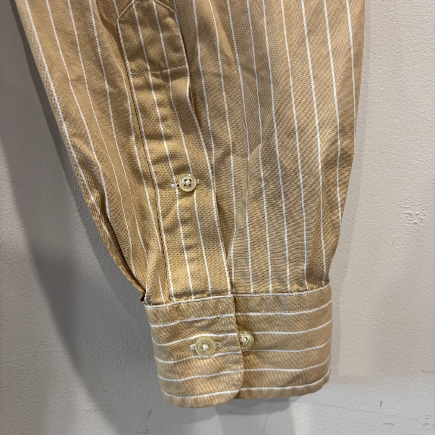00's Ralph Lauren ラルフローレン YARMOUTH ストライプシャツ ベージュ・ホワイト (XL相当) /B4087SH-SO