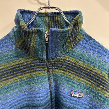 90's Patagonia synchilla half-zip Patagonia シンチラ ハーフジップ 総柄 緑 青 ブラック (L)/C0085F-SO