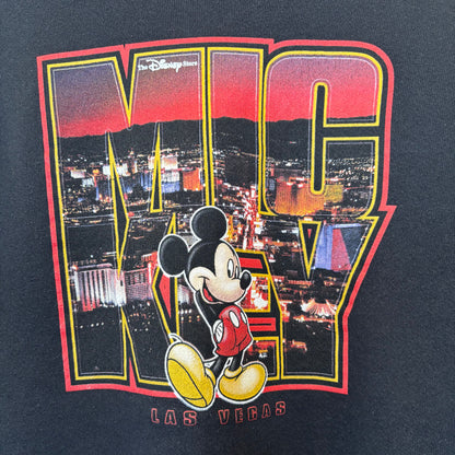 00's Disney Store Mickey "Las Vegas" ミッキー プリントスウェット 黒 (L)/B3533S-SO