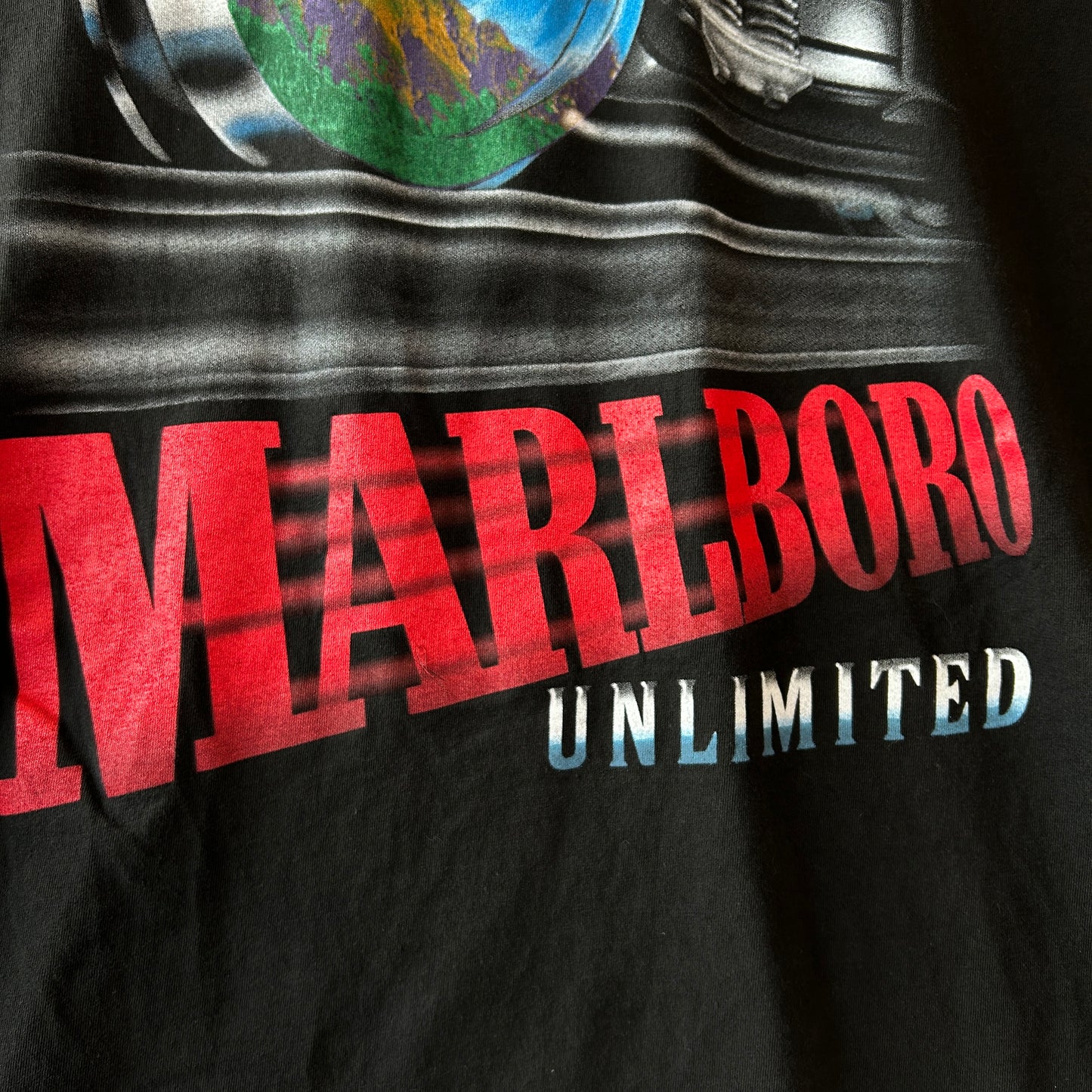 90's Marlboro Unlimited マルボロ トレインTシャツ 企業Tシャツ タバコ 黒(One Size)/C0990T-SO