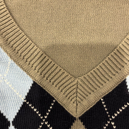 00's Lacoste ラコステ フロントアーガイル ニットベスト 青水色灰 (XL)/B2349V-SO