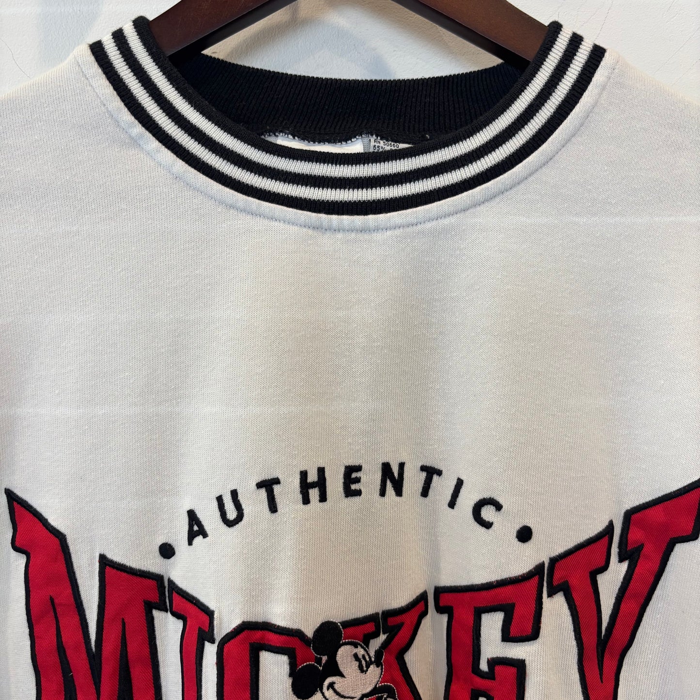 90's Mickey＆Co ミッキー ボーダースウェット 白黒 (M)/B4088S-SO