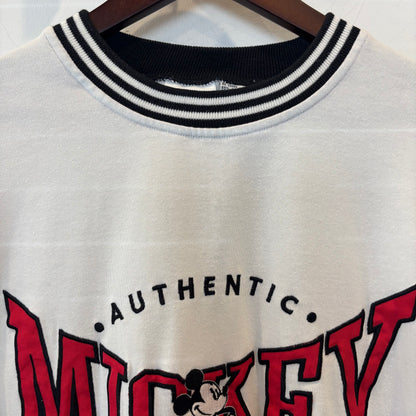 90's Mickey＆Co ミッキー ボーダースウェット 白黒 (M)/B4088S-SO