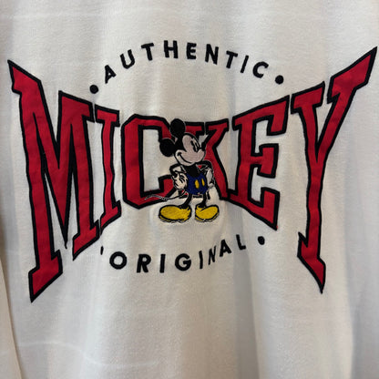90's Mickey＆Co ミッキー ボーダースウェット 白黒 (M)/B4088S-SO
