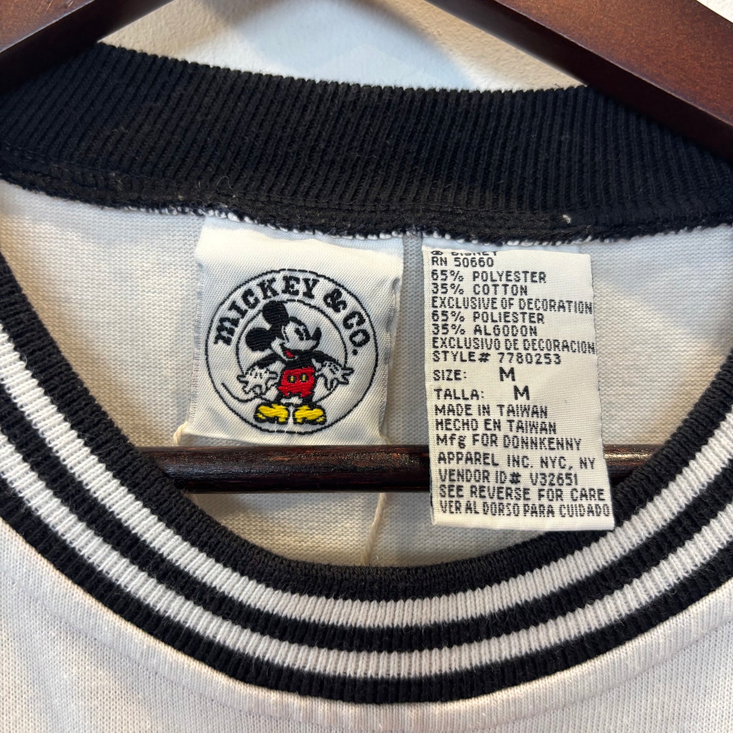 90's Mickey＆Co ミッキー ボーダースウェット 白黒 (M)/B4088S-SO