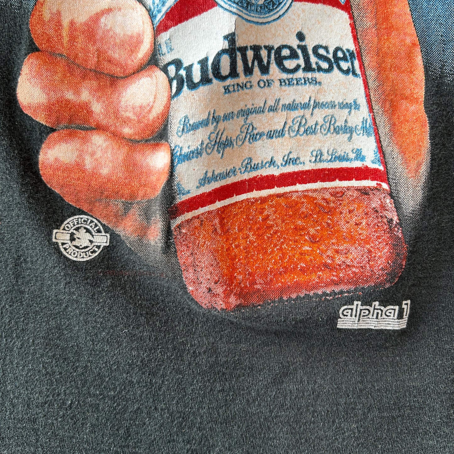 90's BUDWEISER バドワイザー アドバタイジングTシャツ 企業Tシャツ 黒(L)/C0992T-SO