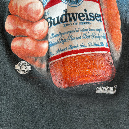 90's BUDWEISER バドワイザー アドバタイジングTシャツ 企業Tシャツ 黒(L)/C0992T-SO