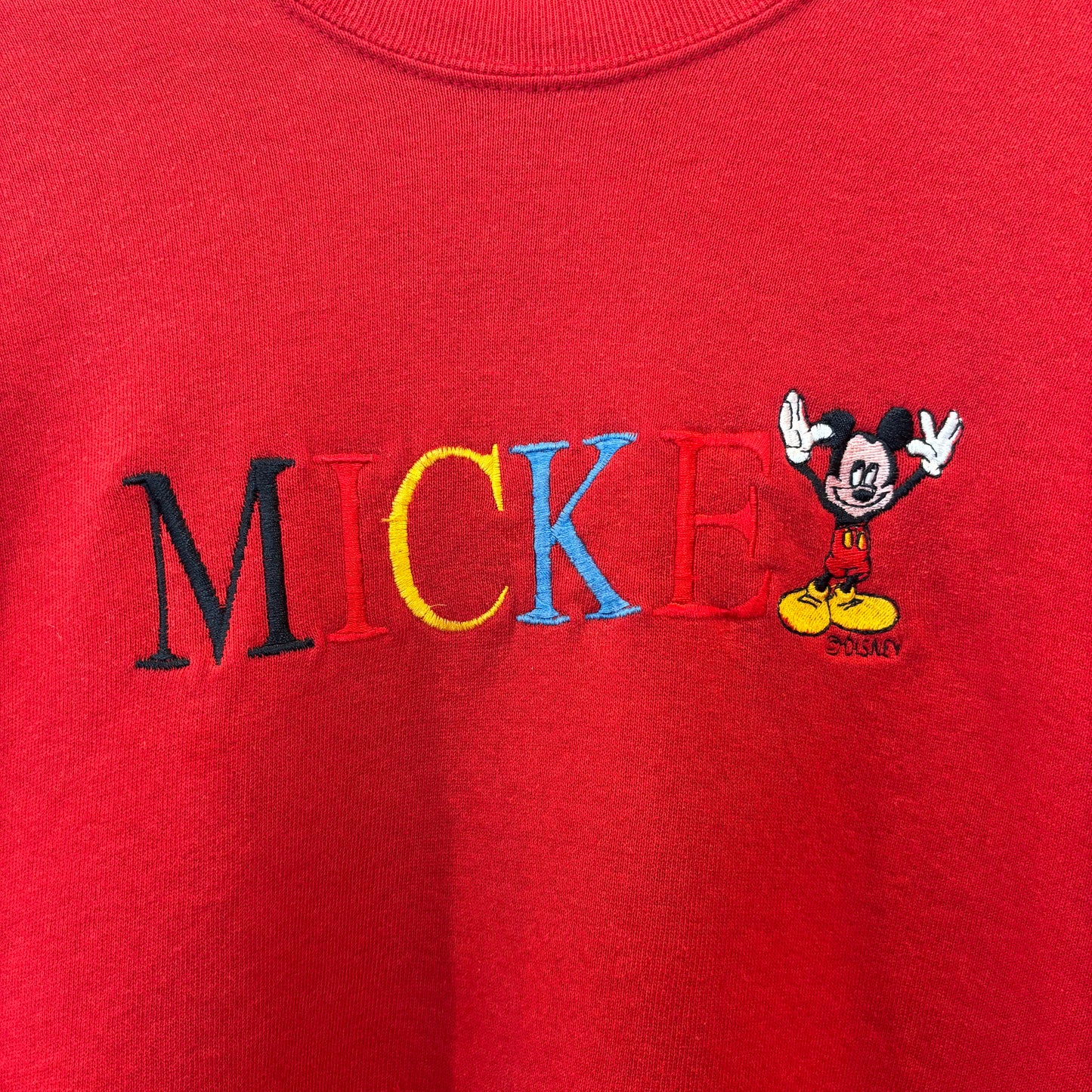 90's Mickey Unlimited ミッキー 刺繍スウェット 赤 (aboutM)/A8740S-SO