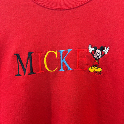 90's Mickey Unlimited ミッキー 刺繍スウェット 赤 (aboutM)/A8740S-SO