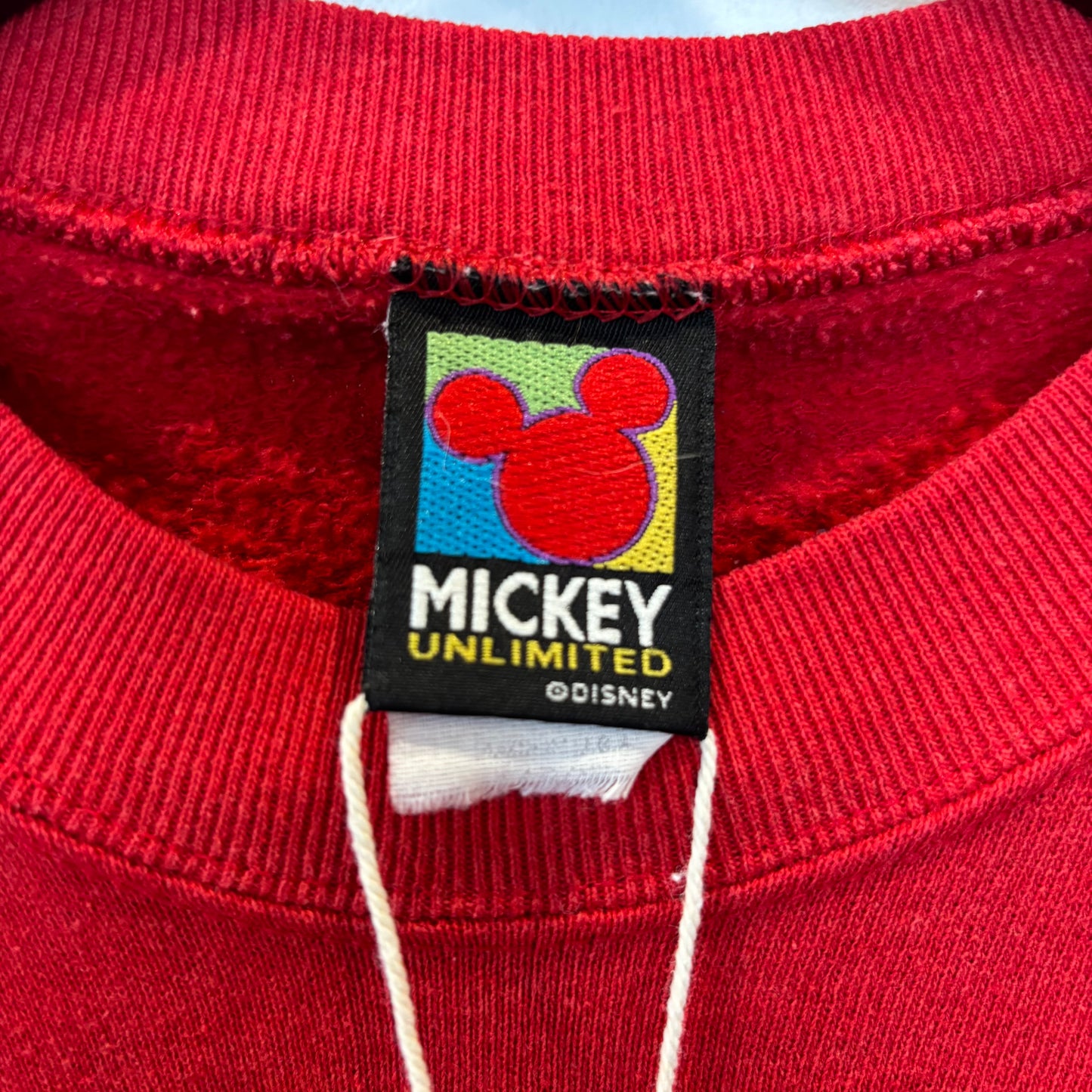 90's Mickey Unlimited ミッキー 刺繍スウェット 赤 (aboutM)/A8740S-SO