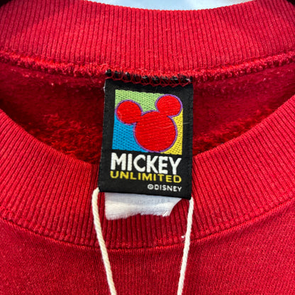 90's Mickey Unlimited ミッキー 刺繍スウェット 赤 (aboutM)/A8740S-SO