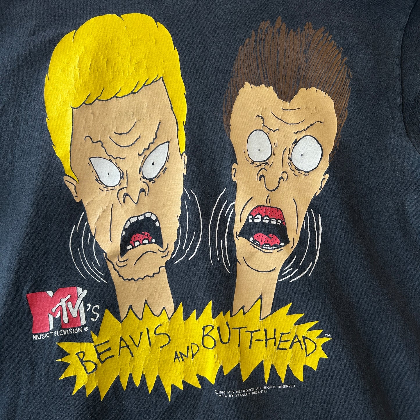 90's Beavis&Butt-haed ビーバスアンドバットヘッド キャラクターTシャツ MTV 黒 Hanes (XL)/C0995T-SO