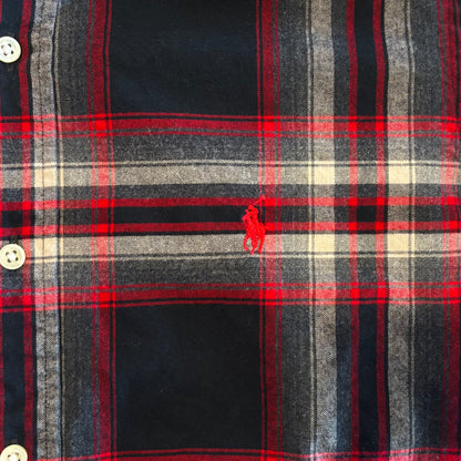 90's Ralph Lauren classic FIT cotton shirt 赤黒白 (M)/A6339S-SO
