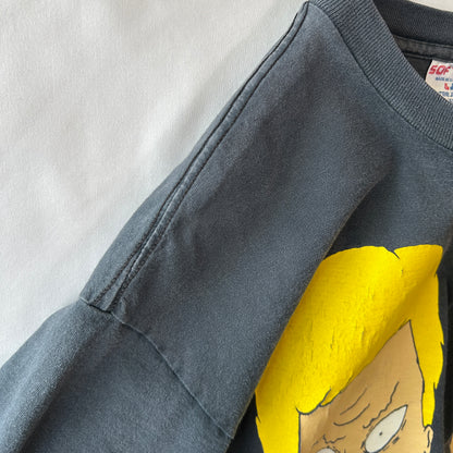 90's Beavis&Butt-haed ビーバスアンドバットヘッド キャラクターTシャツ MTV 黒 Hanes (XL)/C0995T-SO