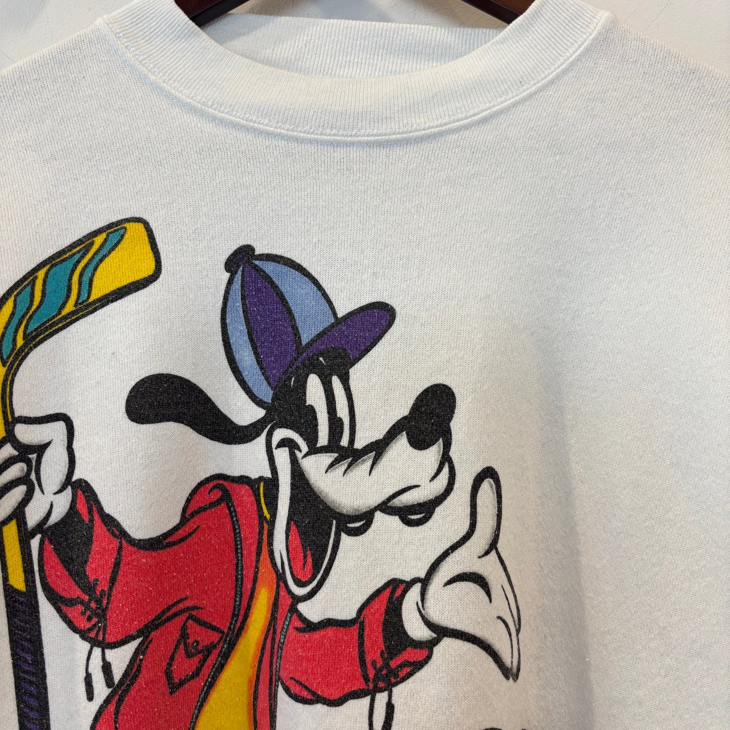 90's Mickey Unlimited ミッキー グーフィー プリントスウェット 白 (XL)/B3525S-SO