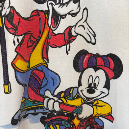 90's Mickey Unlimited ミッキー グーフィー プリントスウェット 白 (XL)/B3525S-SO