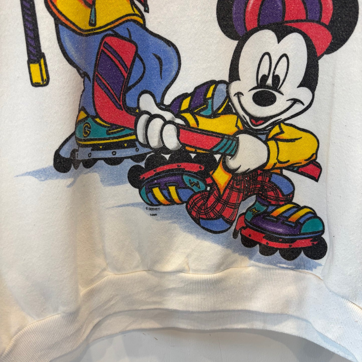 90's Mickey Unlimited ミッキー グーフィー プリントスウェット 白 (XL)/B3525S-SO