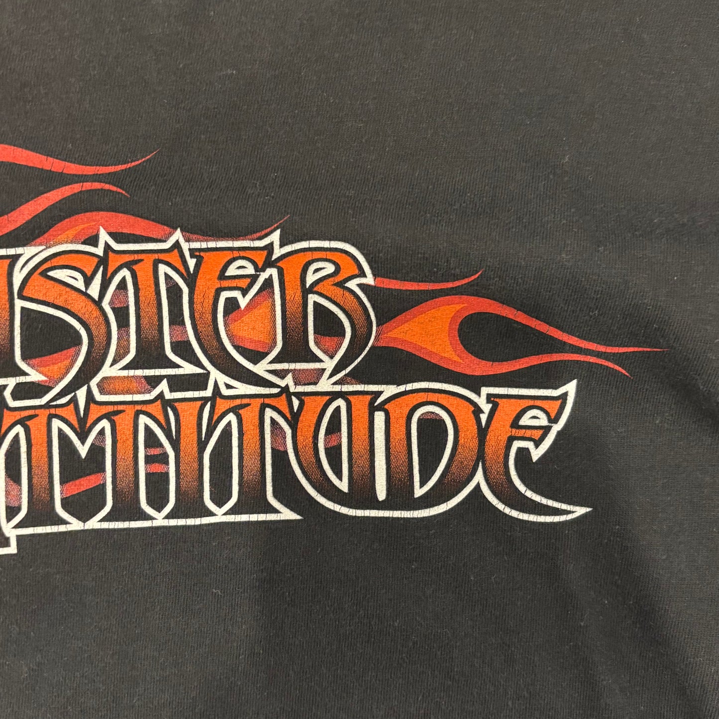 00's Harley-Davidson Sinister Attude 袖プリント ハーレーロングTシャツ 黒 (サイズ不明)/B3083T-SO
