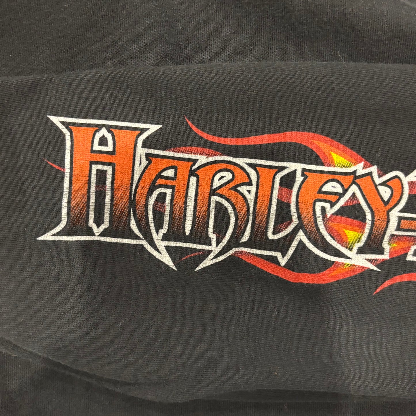 00's Harley-Davidson Sinister Attude 袖プリント ハーレーロングTシャツ 黒 (サイズ不明)/B3083T-SO