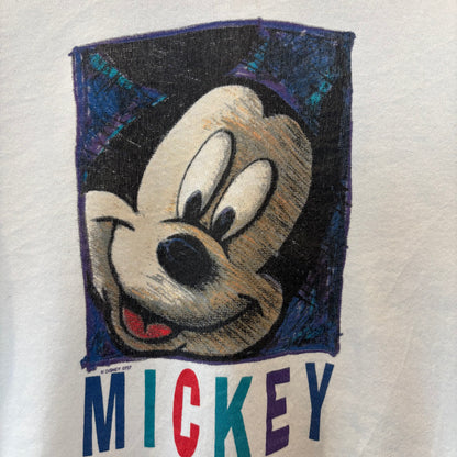 90's Mickey Unlimited ミッキー プリントスウェット 白 (L-XL)/B3522S-SO