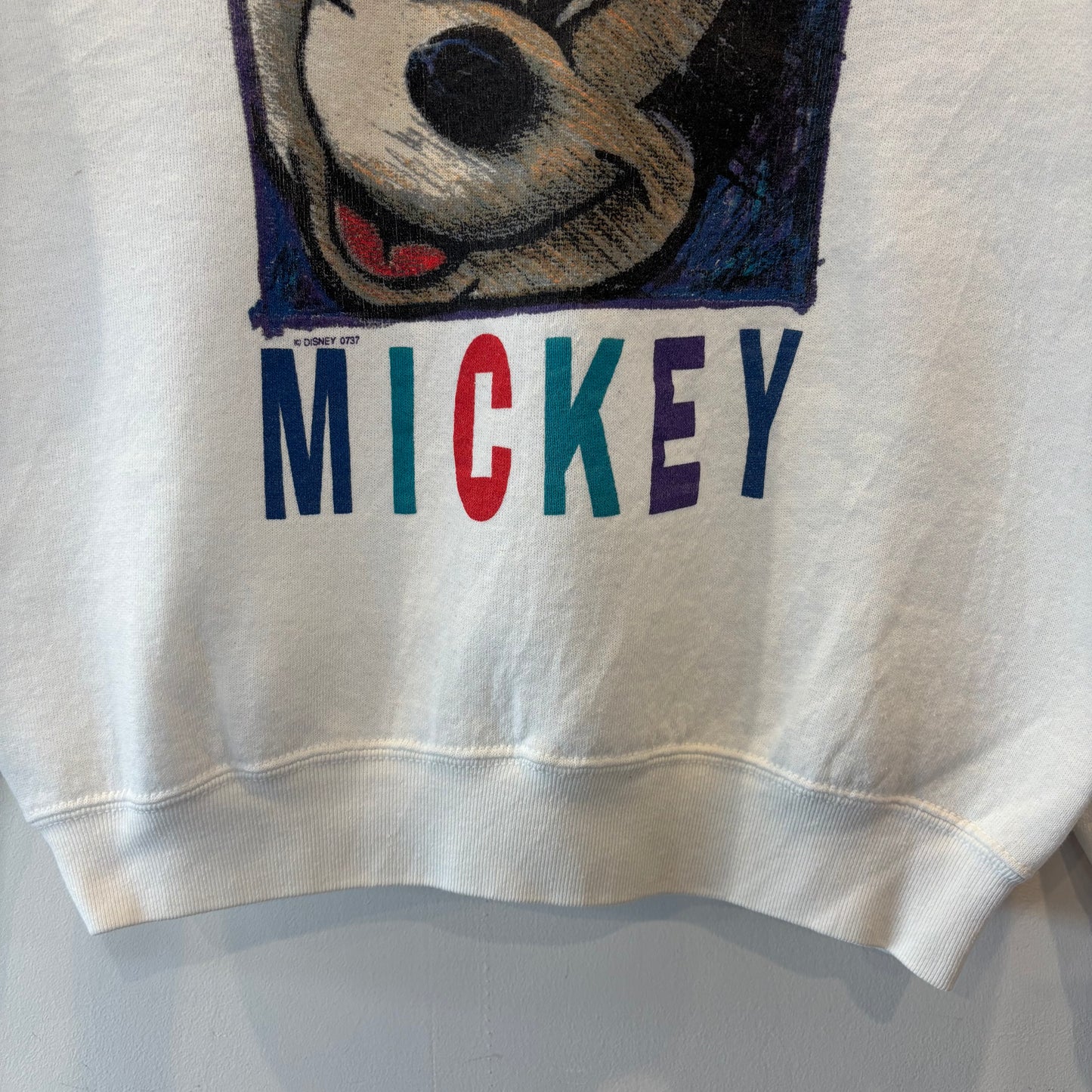 90's Mickey Unlimited ミッキー プリントスウェット 白 (L-XL)/B3522S-SO