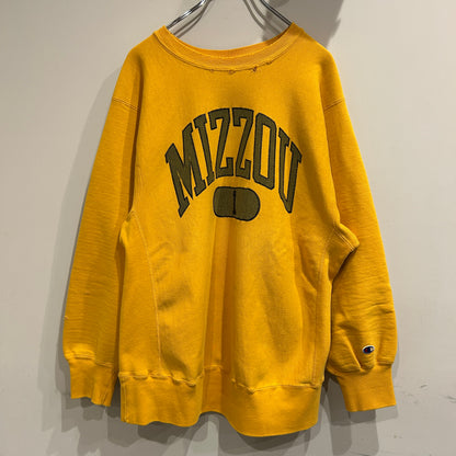 80's Champion Reverse Weave リバースウィーブ MIZZOU 黄色(XL)/A8624