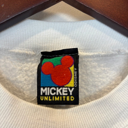90's Mickey Unlimited ミッキー プリントスウェット 白 (L-XL)/B3522S-SO