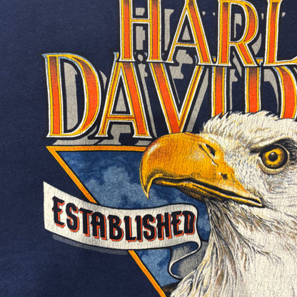 90's Hanes Harley-Davidson "Established 1903" 袖プリント ロングTシャツ 紺 (L)/B0661T-SO
