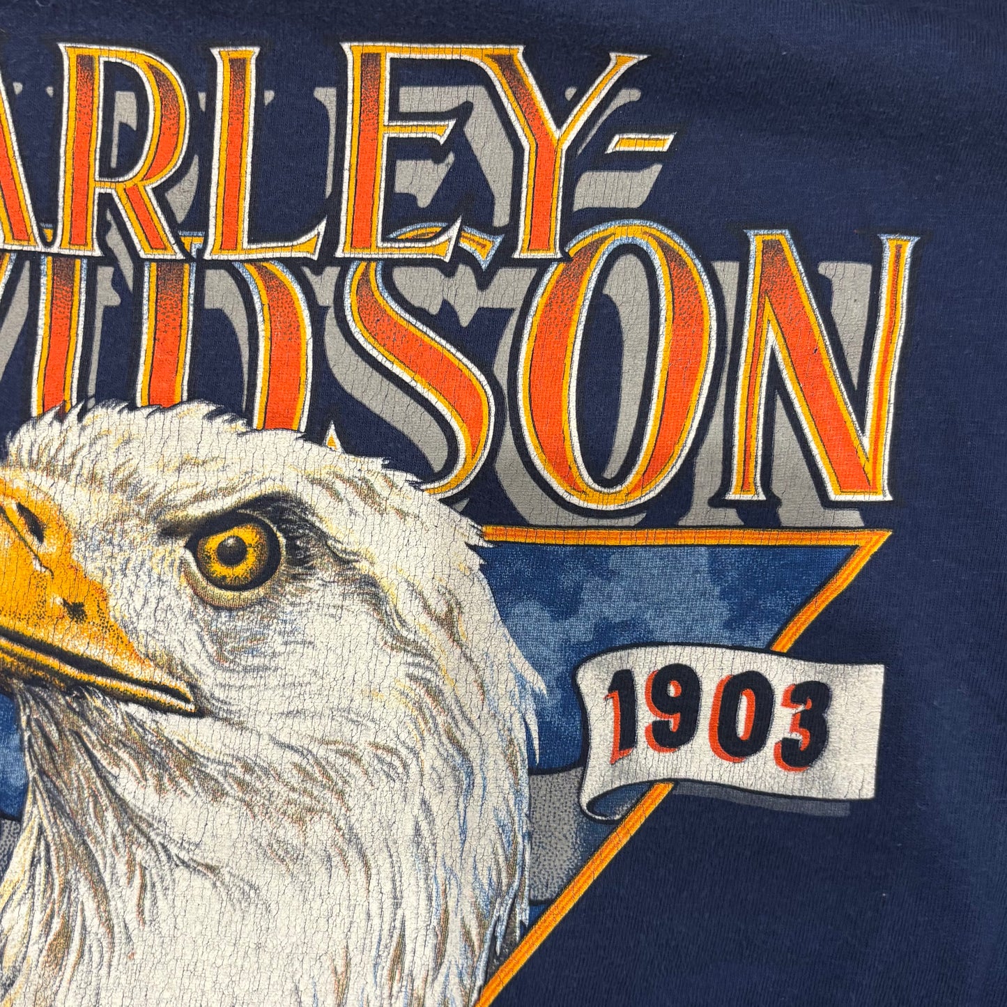 90's Hanes Harley-Davidson "Established 1903" 袖プリント ロングTシャツ 紺 (L)/B0661T-SO