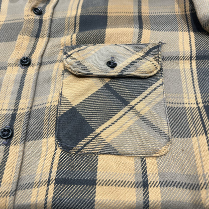 80's FIVE BROTHER flannel shirt ファイブブラザー ネルシャツ ベージュ 黒 (L)/B3085SH-SO