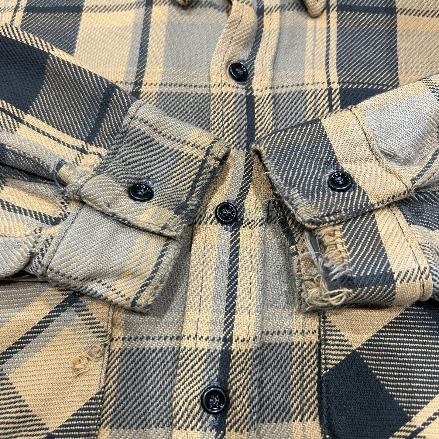80's FIVE BROTHER flannel shirt ファイブブラザー ネルシャツ ベージュ 黒 (L)/B3085SH-SO