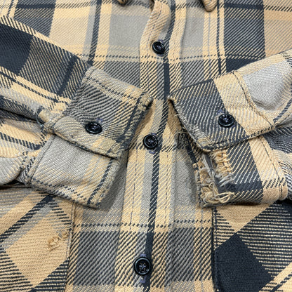 80's FIVE BROTHER flannel shirt ファイブブラザー ネルシャツ ベージュ 黒 (L)/B3085SH-SO