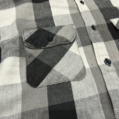 80's ~ RUGGED WEAR flannel shirt ネルシャツ グレー ホワイト ブラック (L)/B1841SH-SO