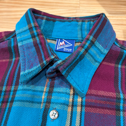 90's MIGHTY MAC flannel shirt ネルシャツ ターコイズブルー パープル (M)/A8503SH-SO