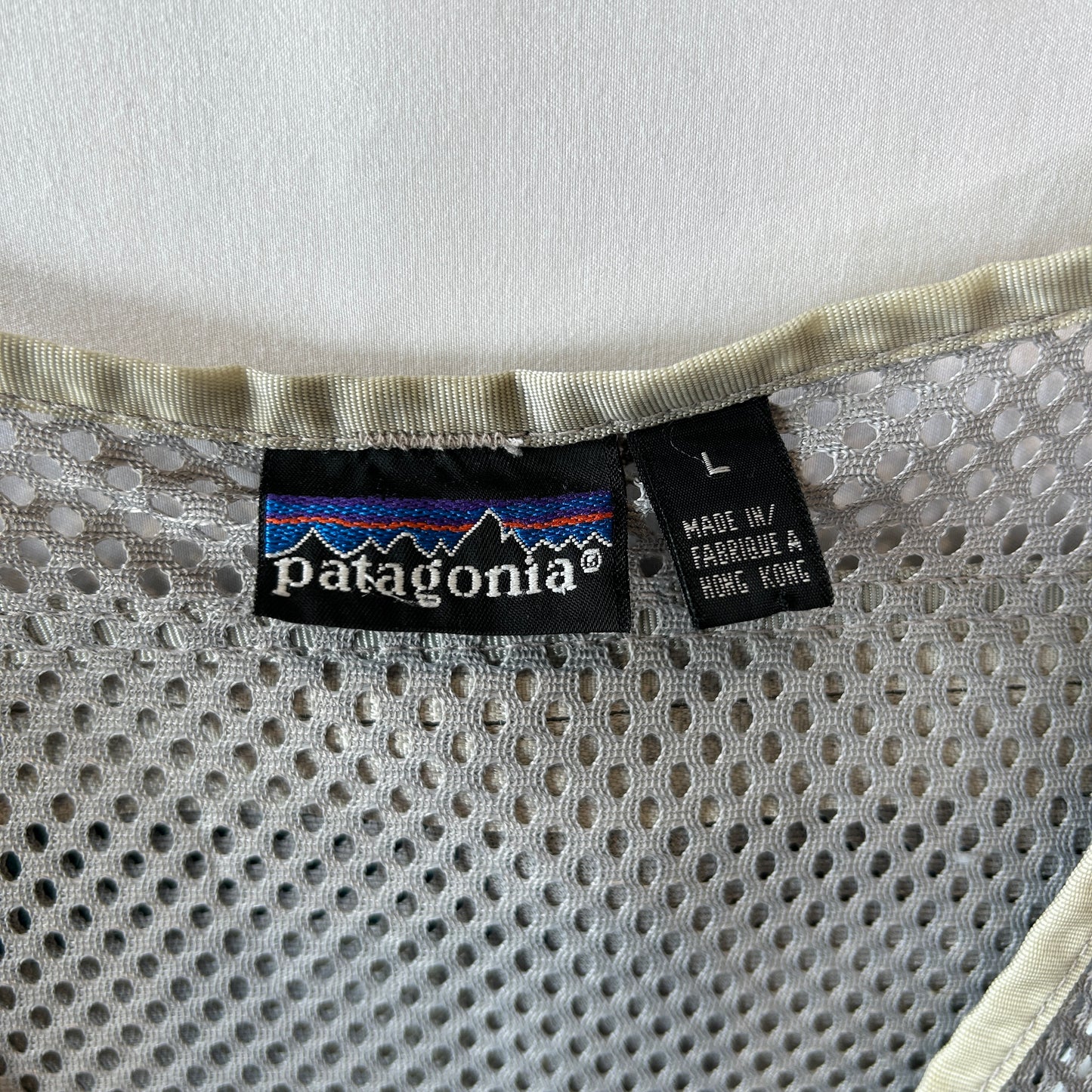 90's Patagonia パタゴニア メッシュフィッシングベスト グレー/グリーン(L)/C0115V-SO