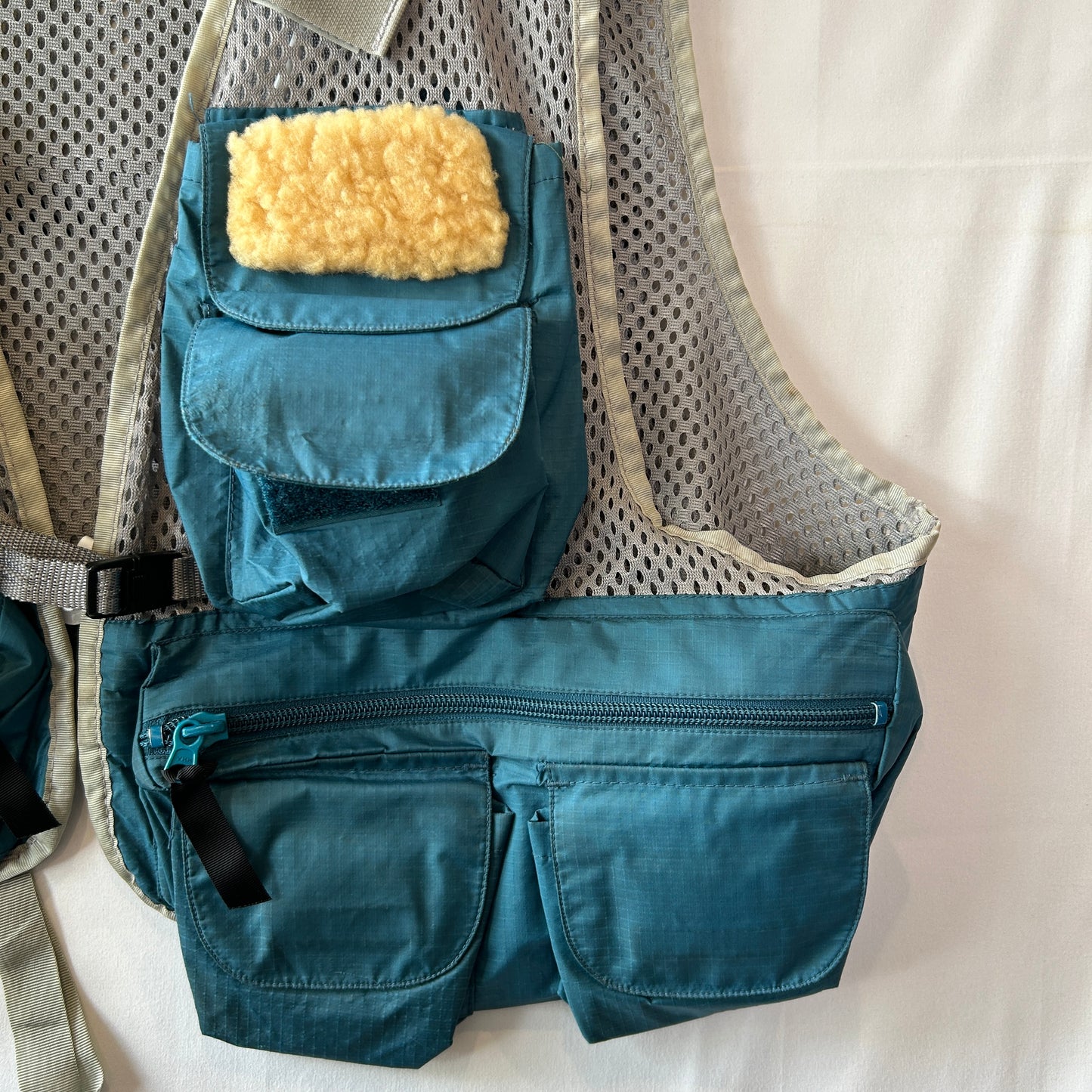 90's Patagonia パタゴニア メッシュフィッシングベスト グレー/グリーン(L)/C0115V-SO