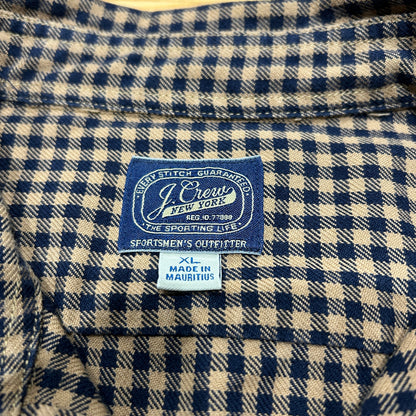 00's J.CREW cotton work type shirt コットン ワーク シャツ ブラック 茶 (XL)/A8505SH-SO