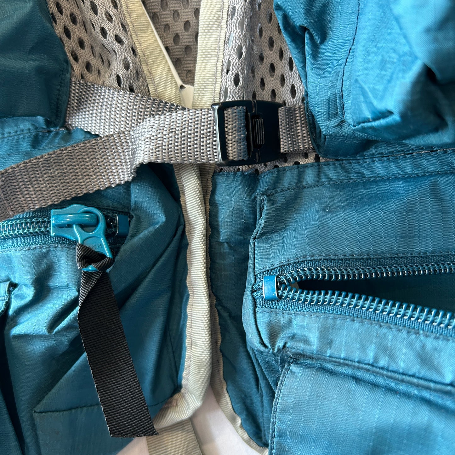 90's Patagonia パタゴニア メッシュフィッシングベスト グレー/グリーン(L)/C0115V-SO