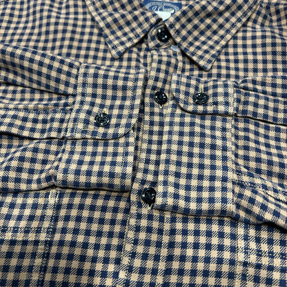 00's J.CREW cotton work type shirt コットン ワーク シャツ ブラック 茶 (XL)/A8505SH-SO
