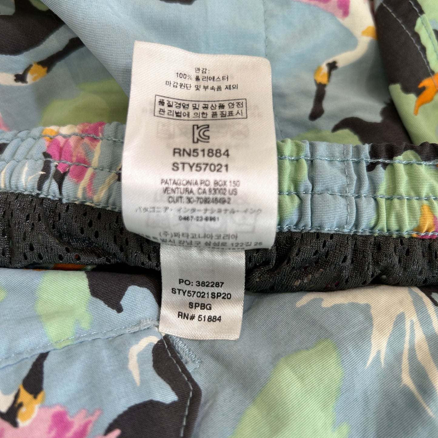 2020 Patagonia パタゴニア Baggies Shorts バギーズショーツ 5インチ SPBG ヘラサギ柄 (XL)/A4284P-SO
