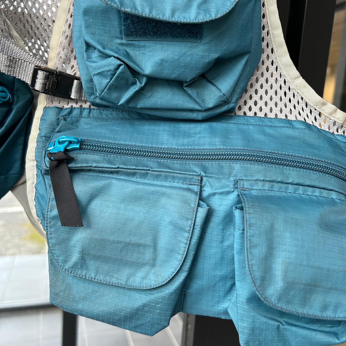90's Patagonia パタゴニア メッシュフィッシングベスト グレー/グリーン(L)/C0115V-SO