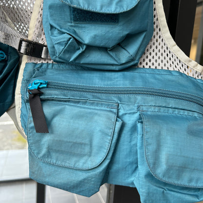 90's Patagonia パタゴニア メッシュフィッシングベスト グレー/グリーン(L)/C0115V-SO