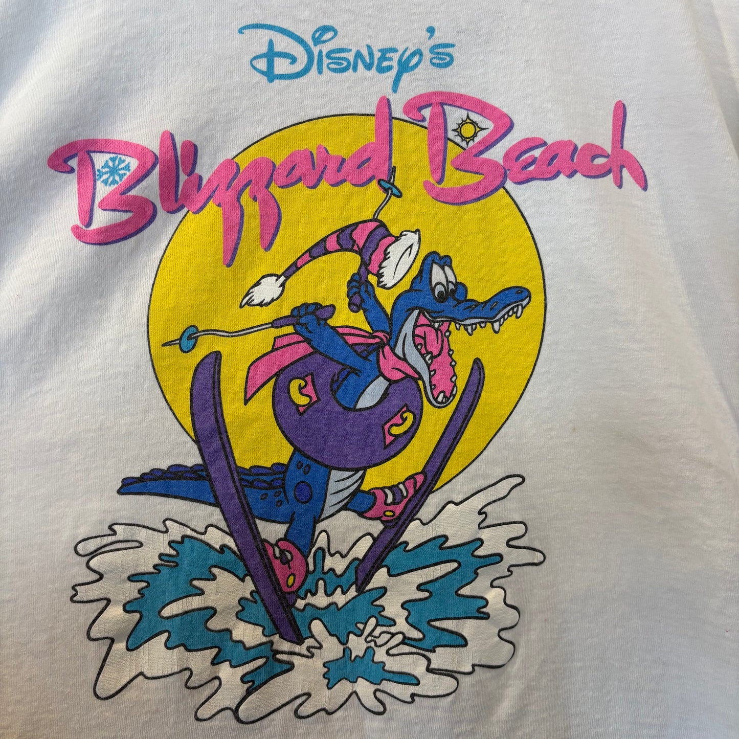 90's MICKEY.INC ディズニー Blizzard Beach ブリザード・ビーチ キャラクターTシャツ 白(不明)/B3541T-SO
