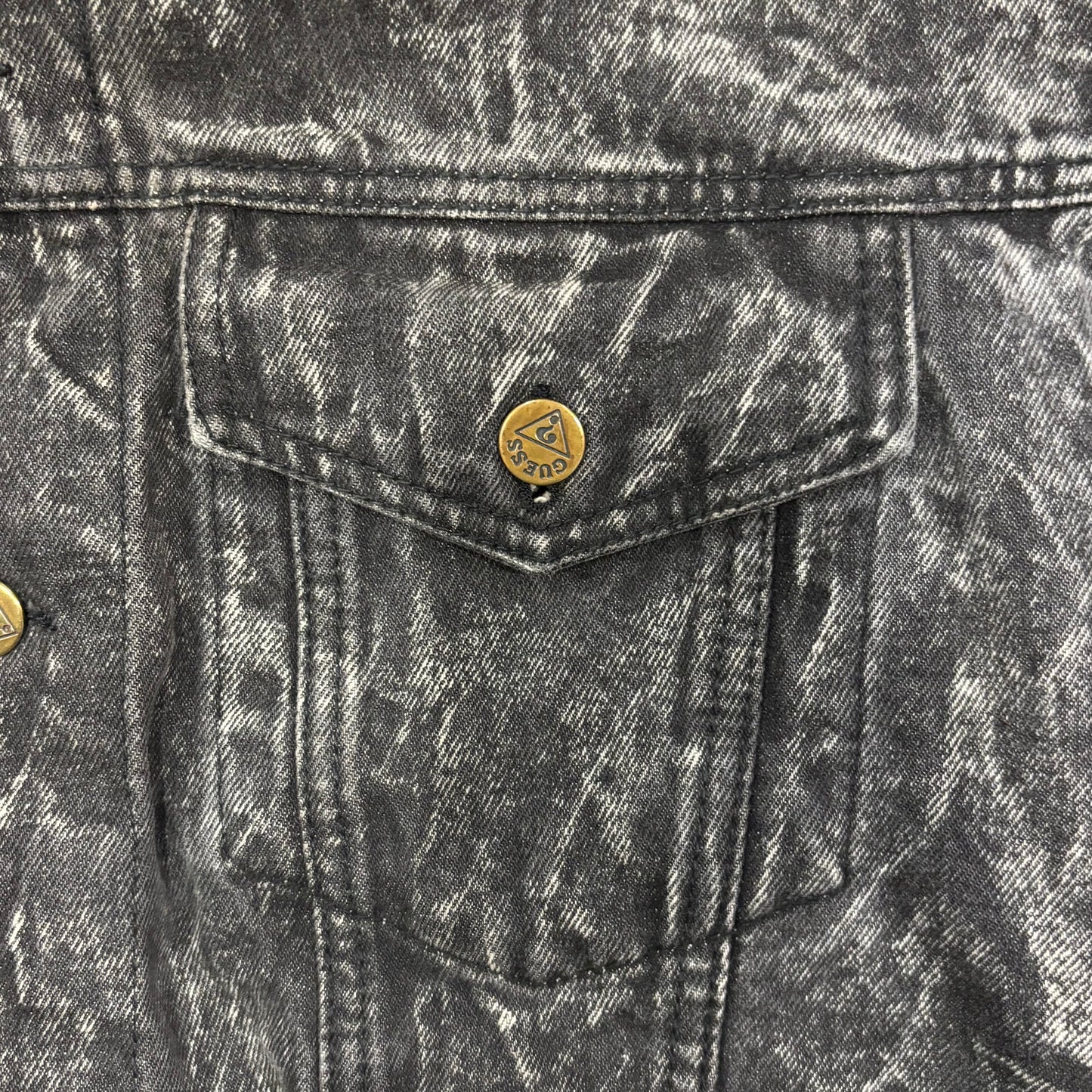 00's Guess ウォッシュ加工 デニムジャケット 黒 (XL)/A8490J-SO