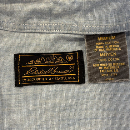 90's Eddie Bauer エディバウアー シャンブレーシャツ 水色 (M) /C0754SH-SO