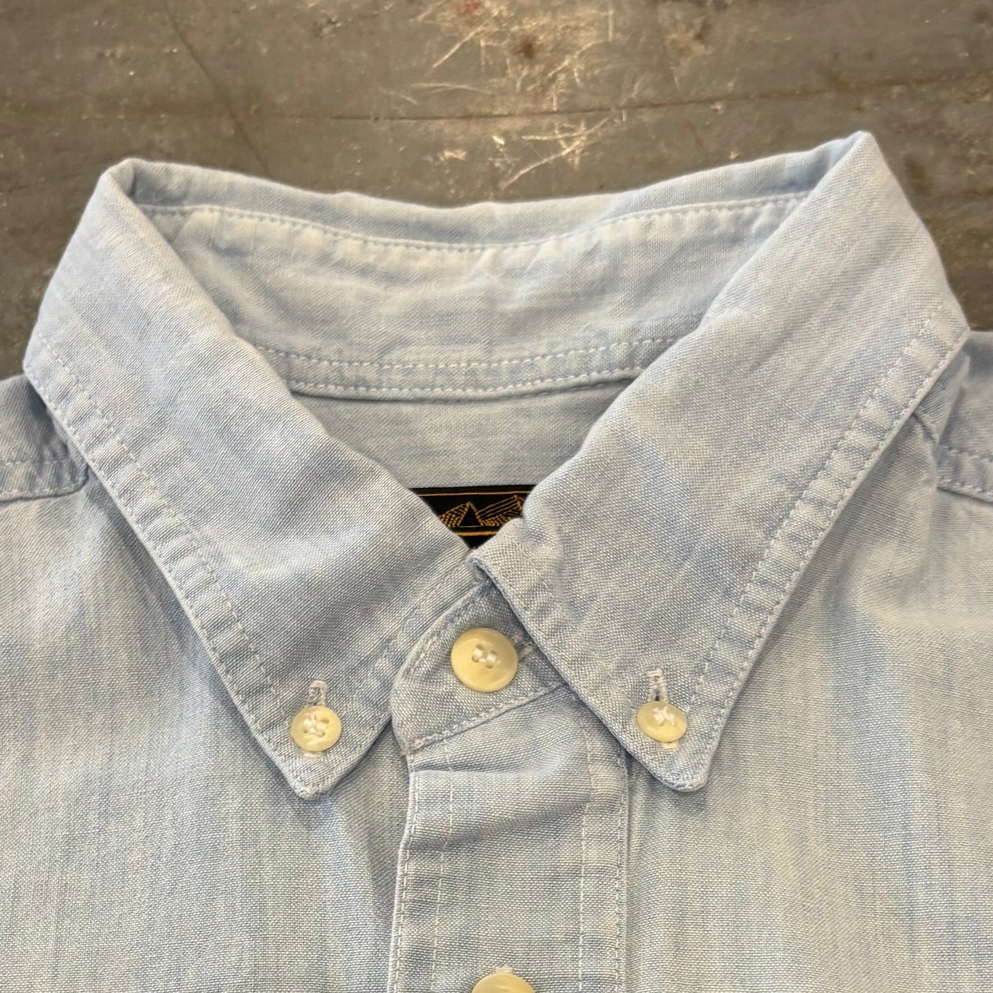 90's Eddie Bauer エディバウアー シャンブレーシャツ 水色 (M) /C0754SH-SO
