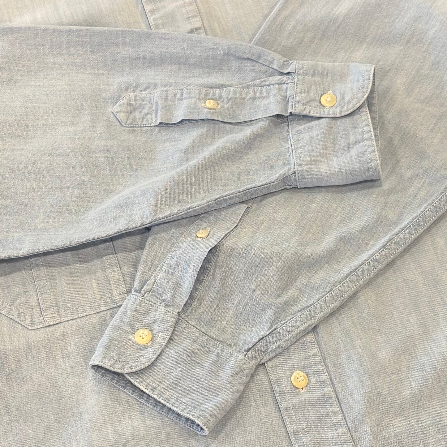90's Eddie Bauer エディバウアー シャンブレーシャツ 水色 (M) /C0754SH-SO