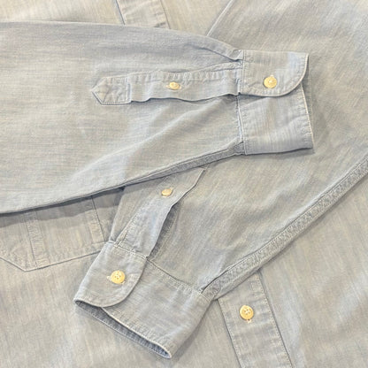 90's Eddie Bauer エディバウアー シャンブレーシャツ 水色 (M) /C0754SH-SO